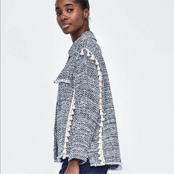 Zara tweed jacket with tassels sz M - Picture 5 of 15